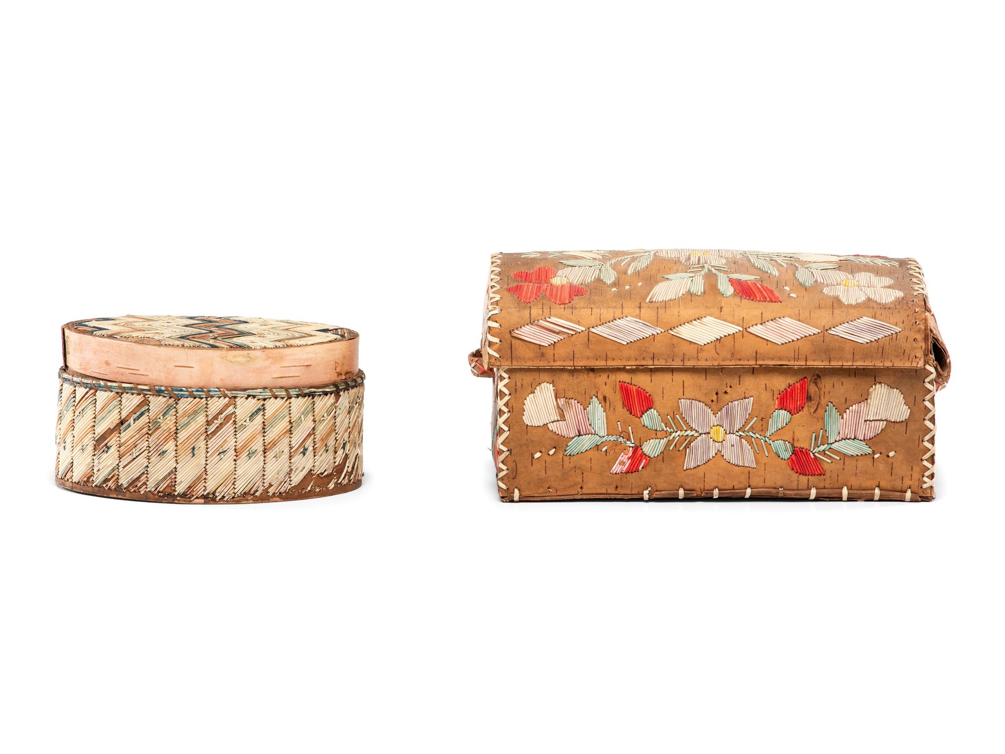 Great Lakes Quilled Birchbark Boxes