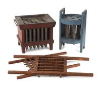 Two Painted Wood and Metal Candle Molds and Two Wood Candle Drying Racks