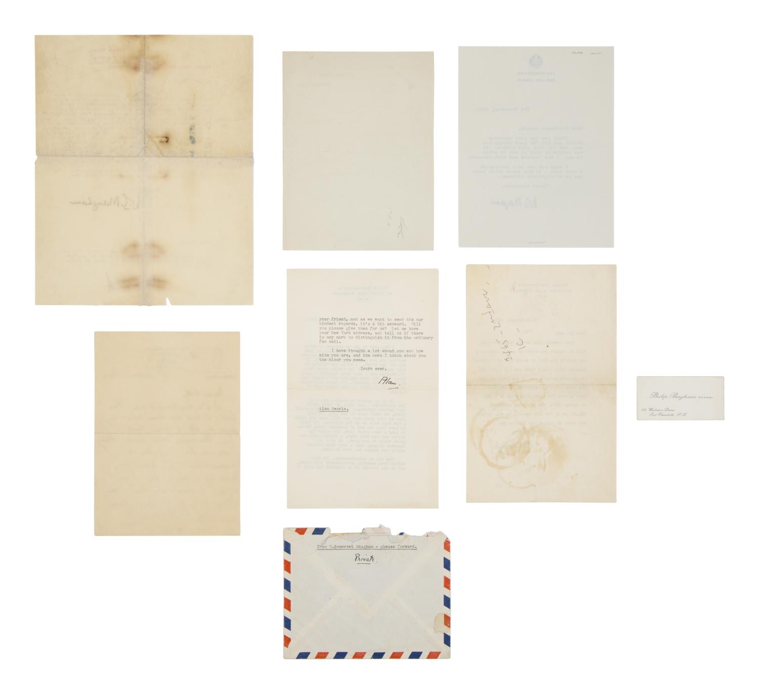 Maugham, W. Somerset (1874-1965). A group of 4 letters, comprising:
