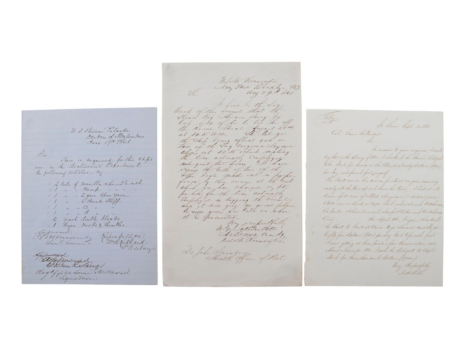 [CIVIL WAR]. A large group of Civil War-date USN correspondence and ephemera, comprising: