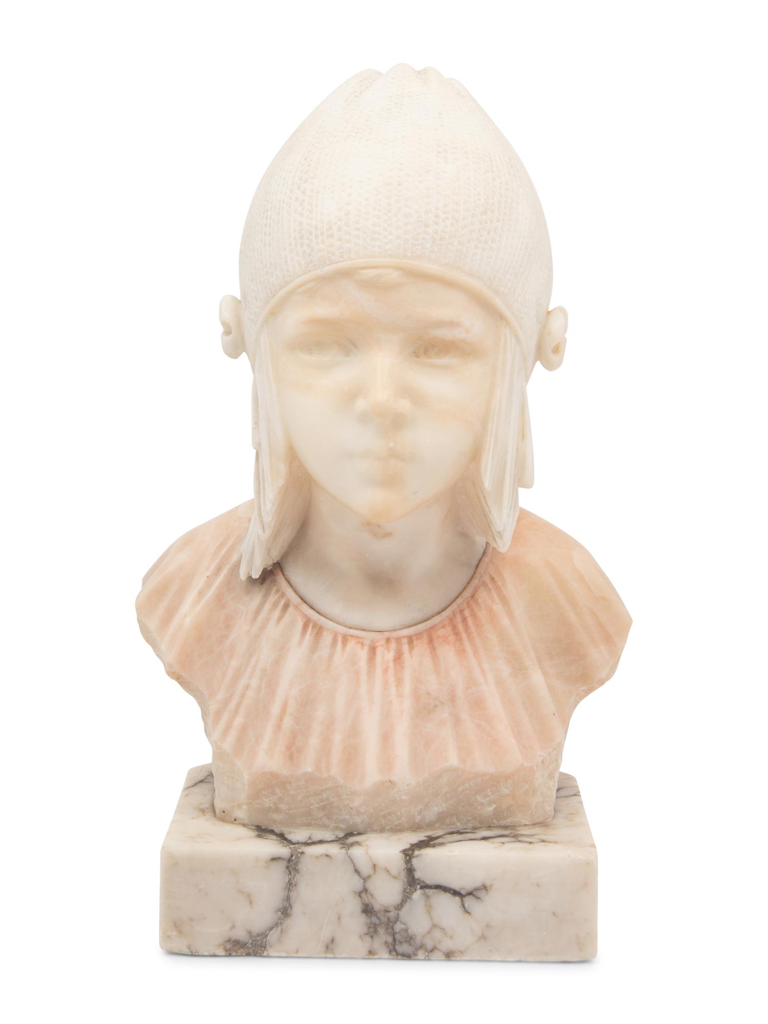 An Italian Alabaster Bust of a Young Girl