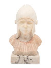An Italian Alabaster Bust of a Young Girl