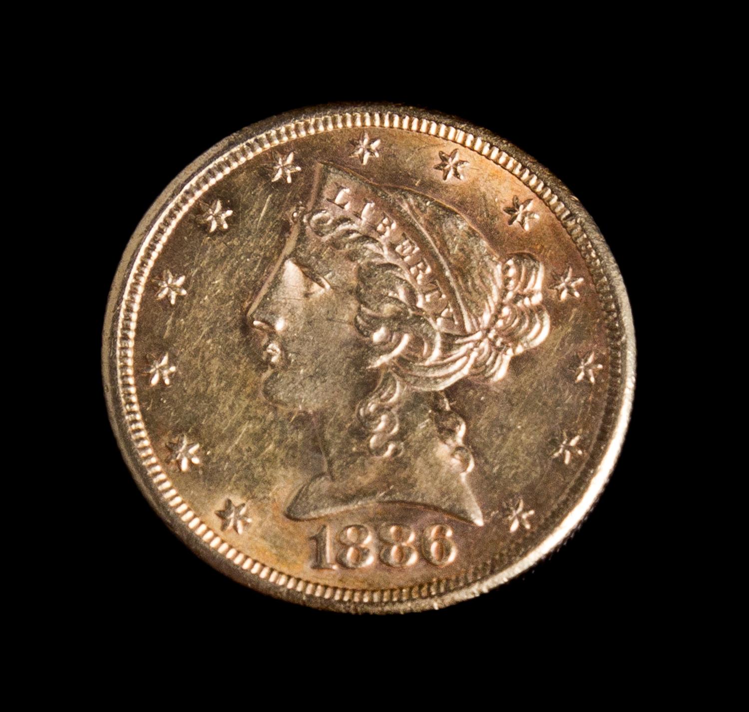 A United States 1886-S Liberty Head $5 Gold Coin
