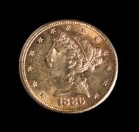 A United States 1886-S Liberty Head $5 Gold Coin