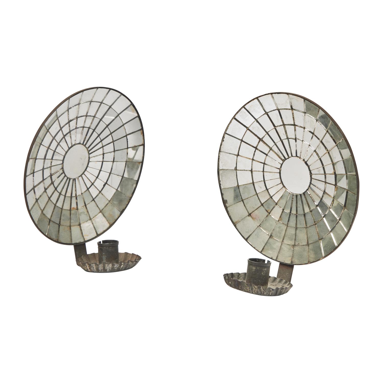 A Pair of Mirrored Tinware Sconces