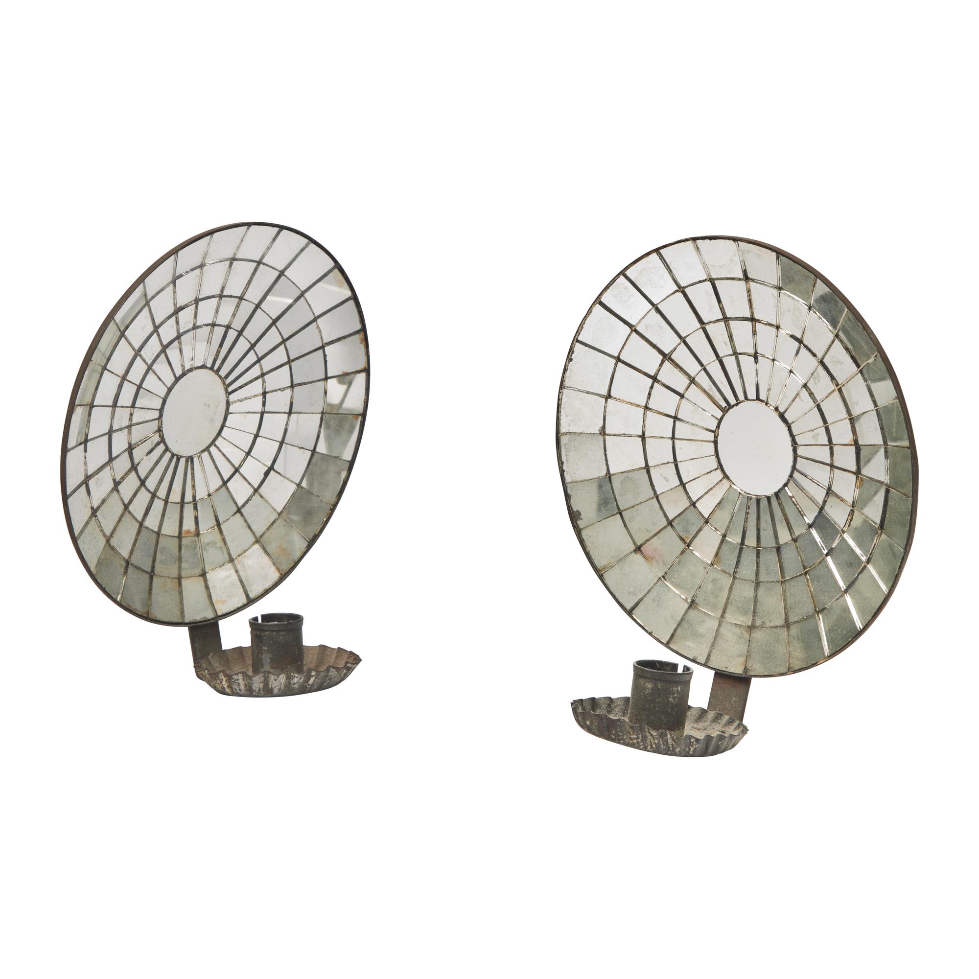 A Pair of Mirrored Tinware Sconces