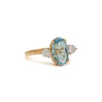 AQUAMARINE AND DIAMOND RING