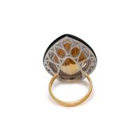 CITRINE, DIAMOND, AND BLACK ONYX RING
