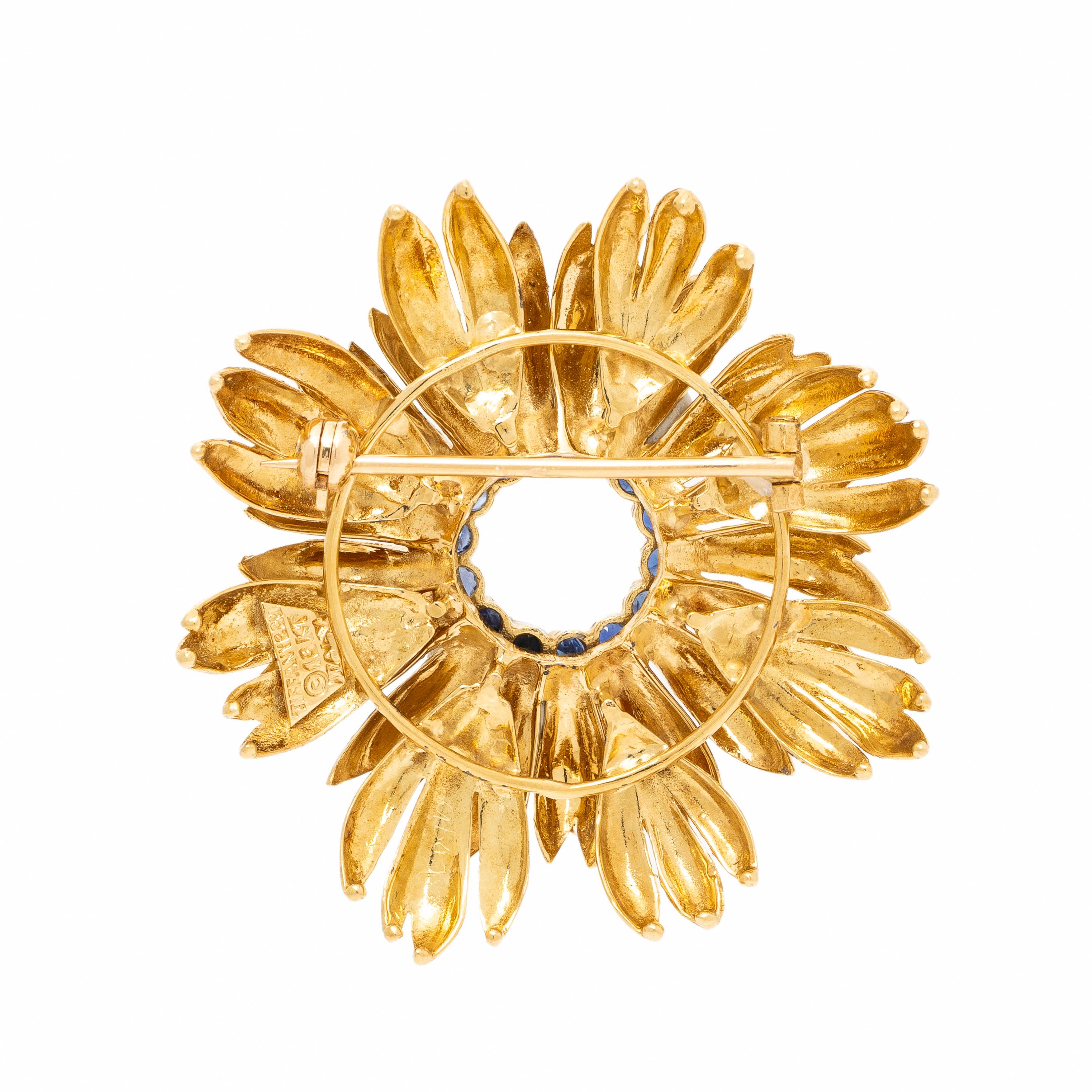 Tiffany & Co., Yellow Gold and Sapphire Flower Brooch