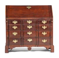 A Chippendale Shell-Carved Mahogany Block-Front Slant-Front Desk