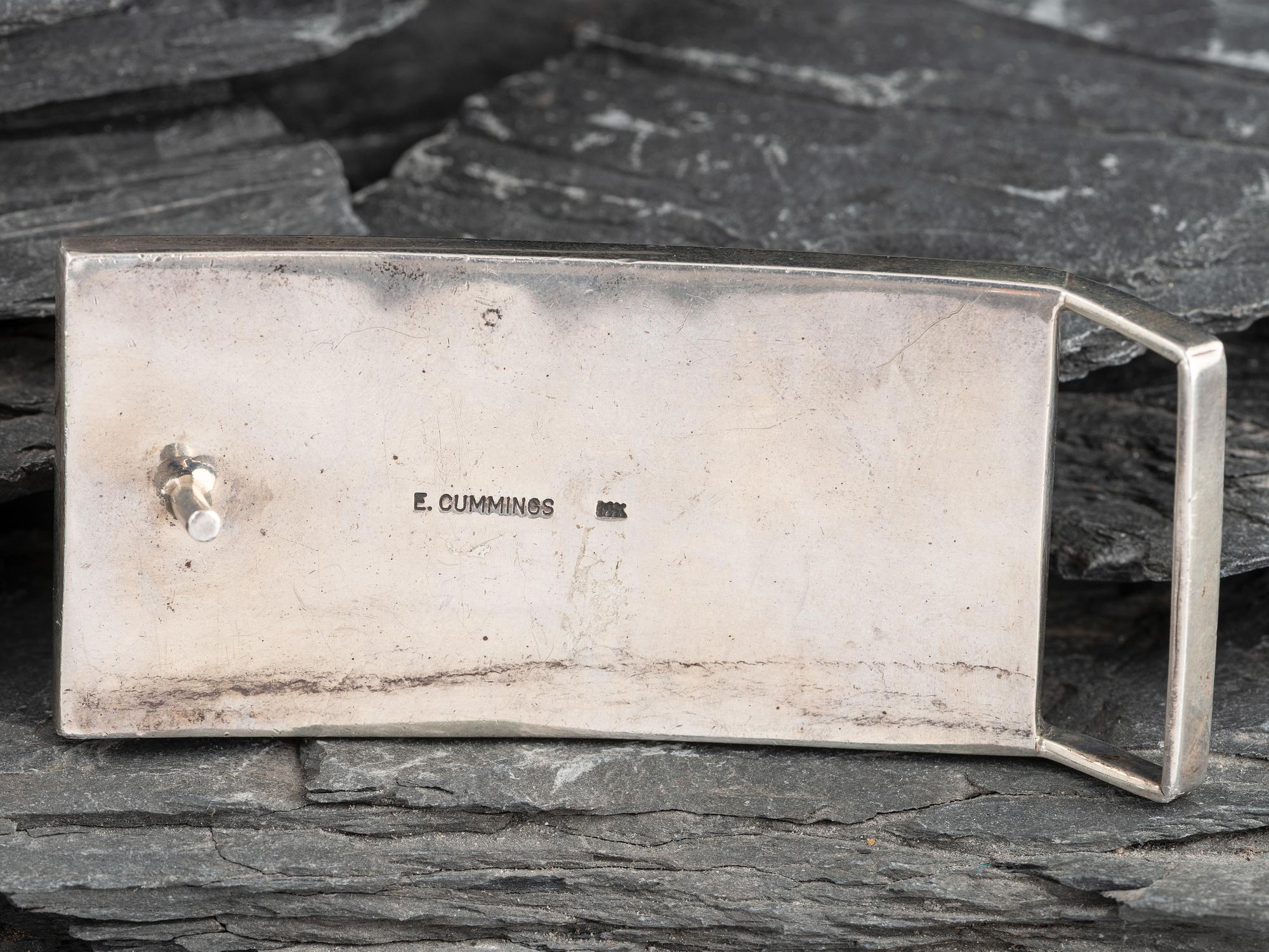 Sterling Silver Inlaid Belt Buckle, with 14K Gold Spacers