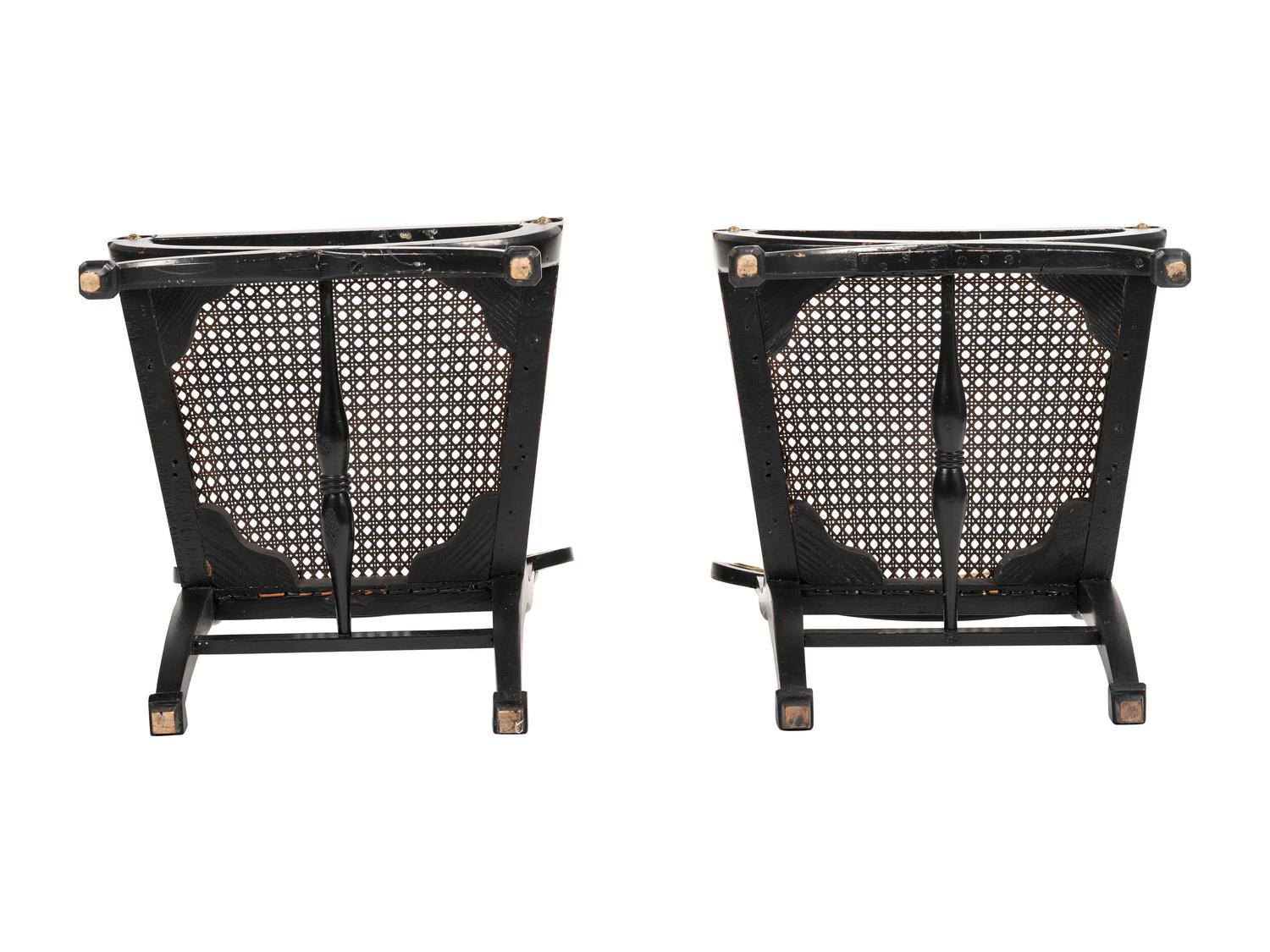 A Pair of Neoclassical Style Ebonized Curule Side Chairs