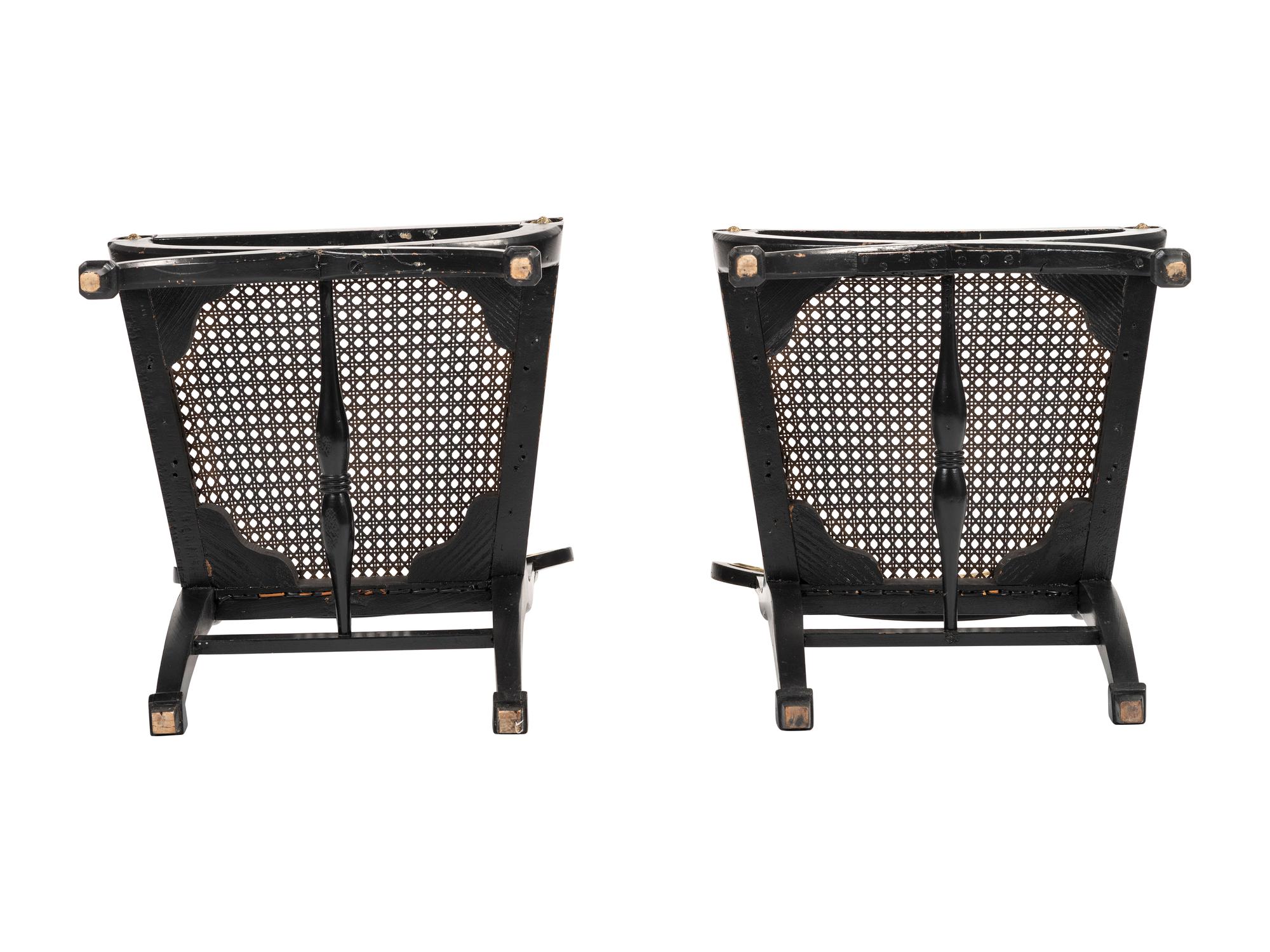 A Pair of Neoclassical Style Ebonized Curule Side Chairs