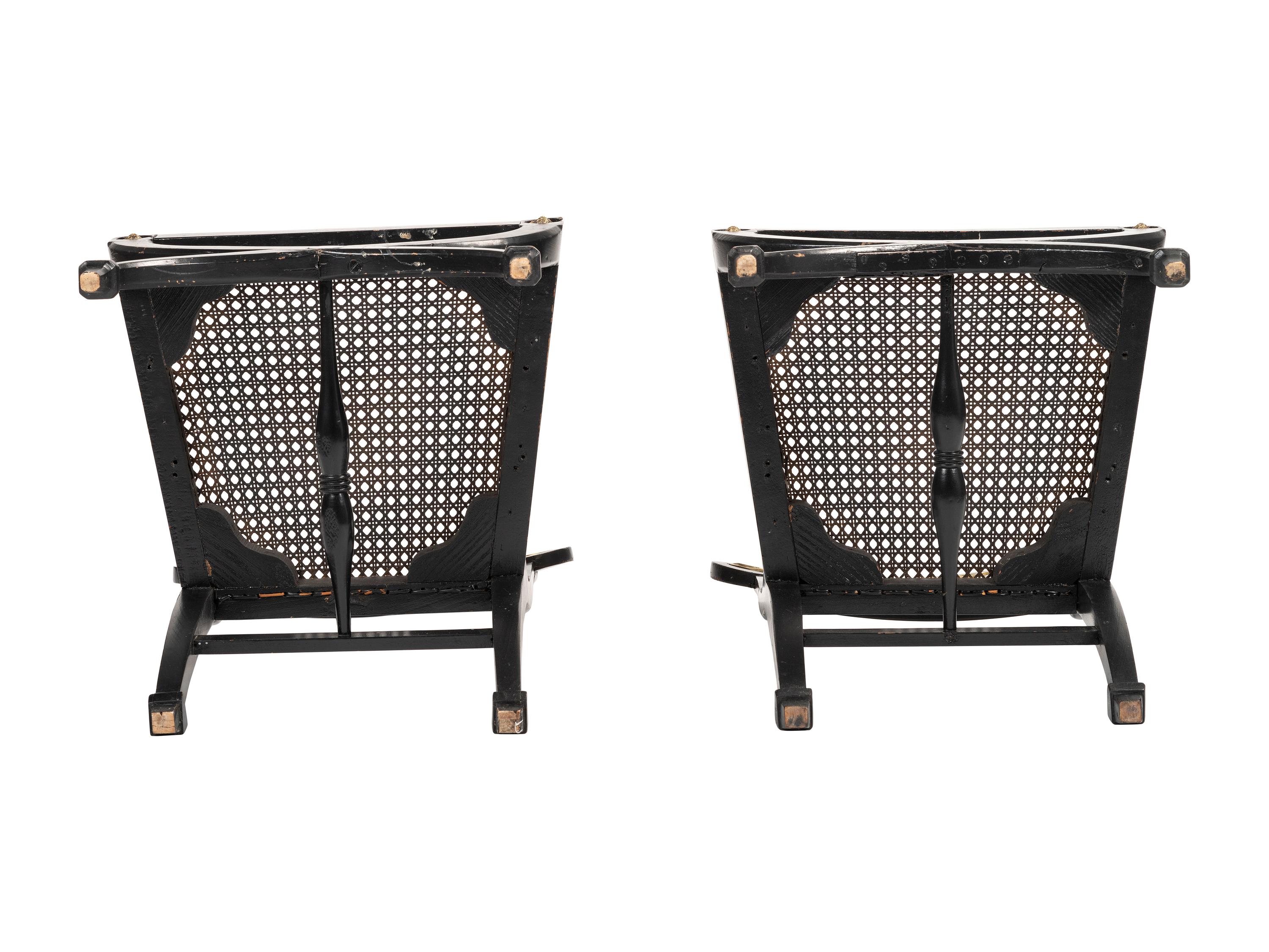 A Pair of Neoclassical Style Ebonized Curule Side Chairs