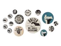 [STUDENT NONVIOLENT COORDINATING COMMITTEE]. A group of 15 pinback buttons related to SNCC and other Civil Rights organizations.