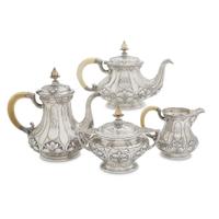 Four-piece sterling silver tea and coffee service in the "Athenic" pattern Gorham Mfg. Co., Providence, RI, circa 1905
