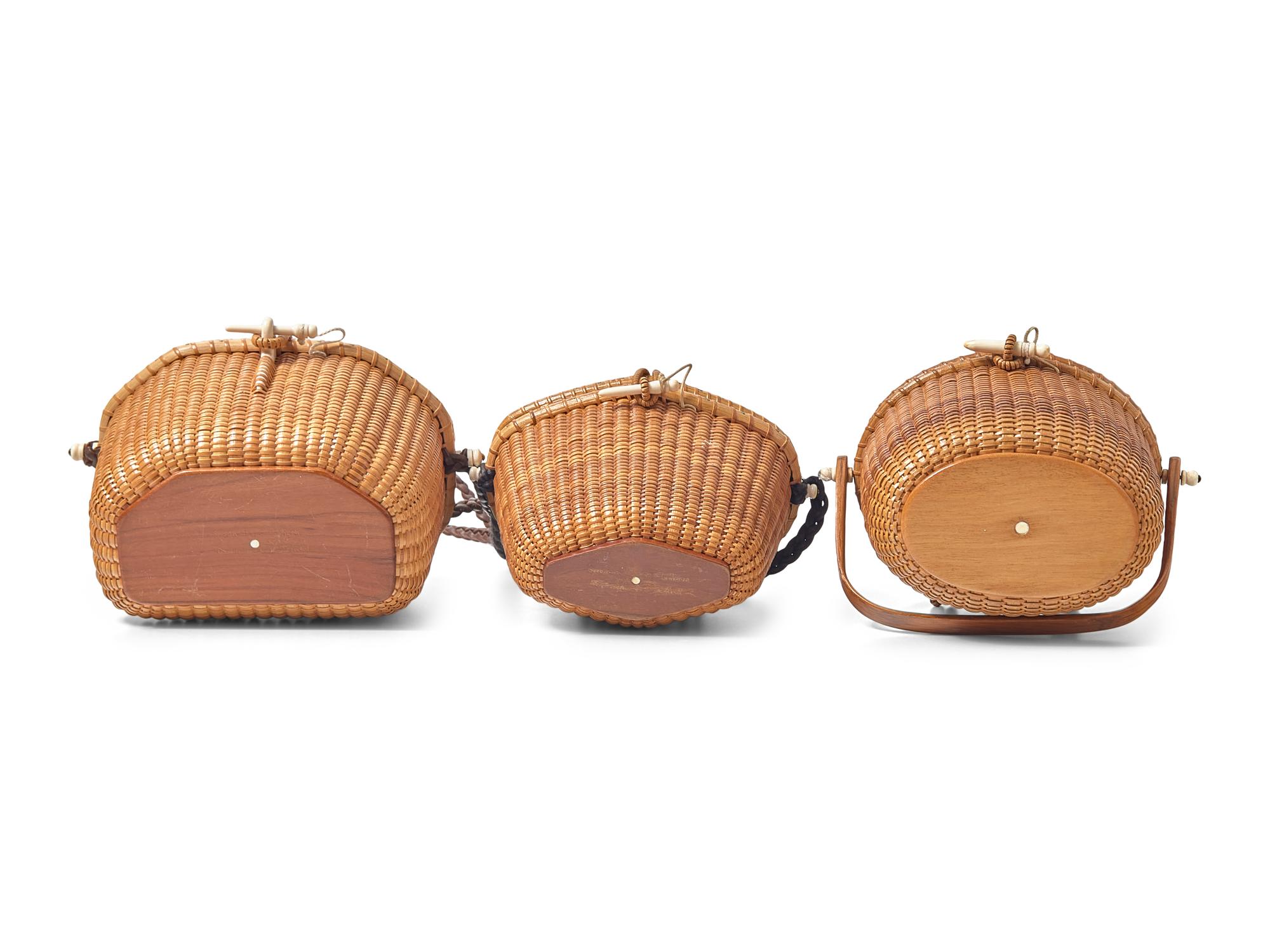 A Collection of Five Nantucket Lightship Purse Baskets, Various Makers, Dates Ranging 1963-2006