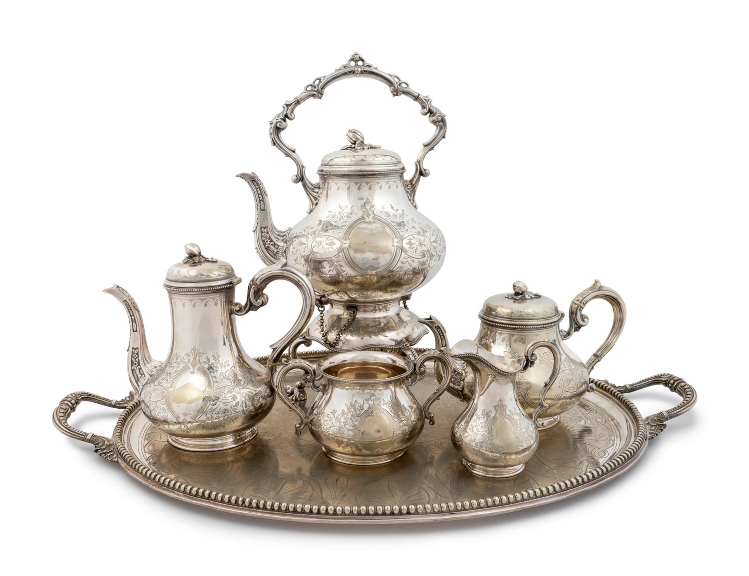 A Continental Silverplate Six-Piece Tea and Coffee Service