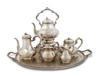 A Continental Silverplate Six-Piece Tea and Coffee Service