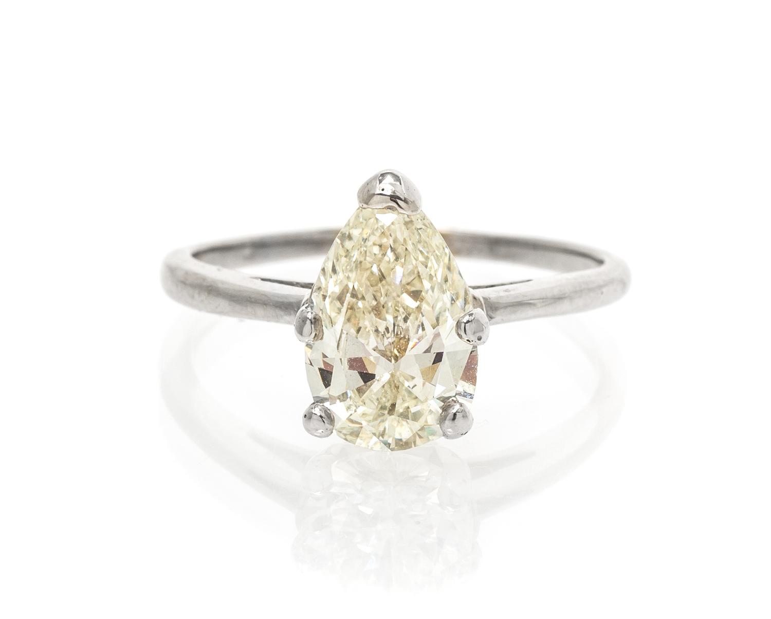 A 14 Karat White Gold and Diamond Solitaire Ring, 1.85 dwts.