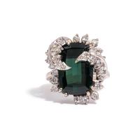 GREEN TOURMALINE AND DIAMOND RING