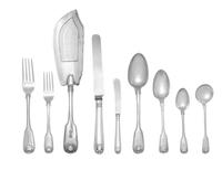 An Assembled George III and Victorian Silver Flatware Service, William Ely & William Fearn, London, 1818, and others (some later), Fidd