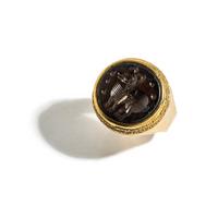ED WIENER, YELLOW GOLD AND JASPER RING