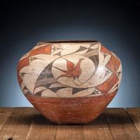 Zia Polychrome Pottery Olla, with Birds