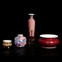 Four small Chinese porcelain coupes and vases Qing dynasty