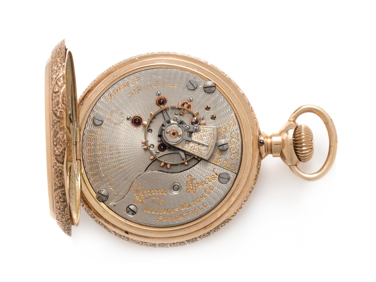 Illinois, 14K Yellow Gold Hunter Case 'Bunn Special' Pocket Watch, Circa 1913