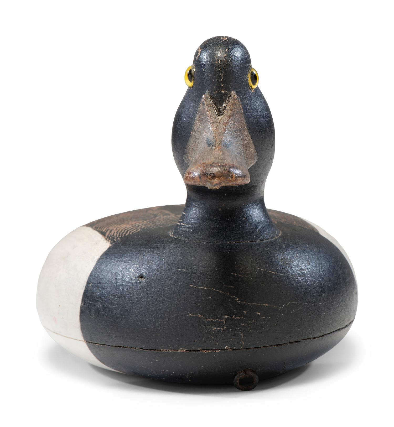 A Carved and Painted Wood Bluebill Drake Decoy, Attributed to Fred Allen (American, 1838-1912)