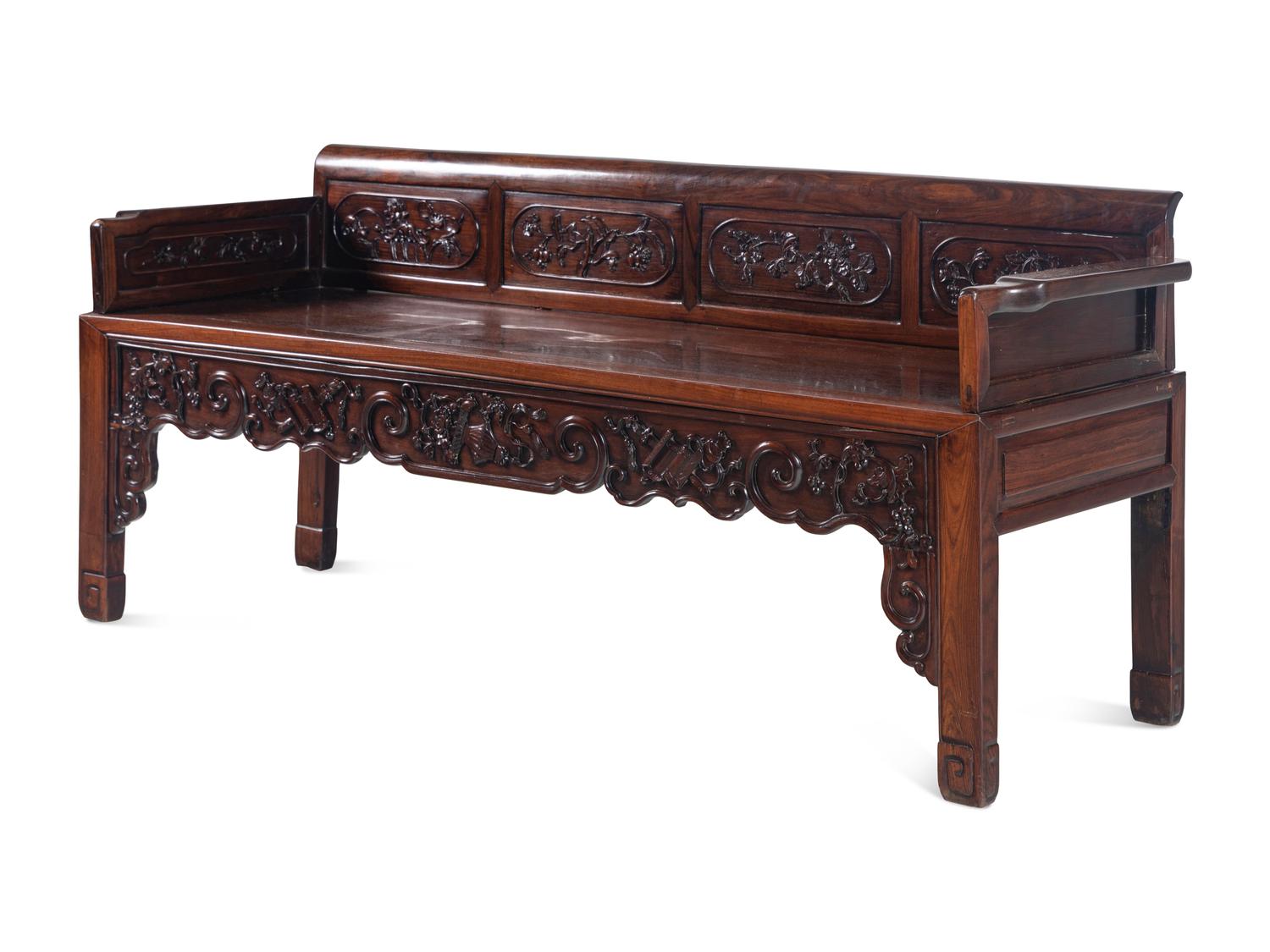 A Chinese Carved Zitan Day Bed, Luohanchuang