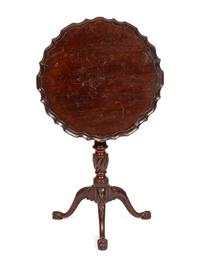A Mahogany Pie Crust Bird Cage Tilt Top Table