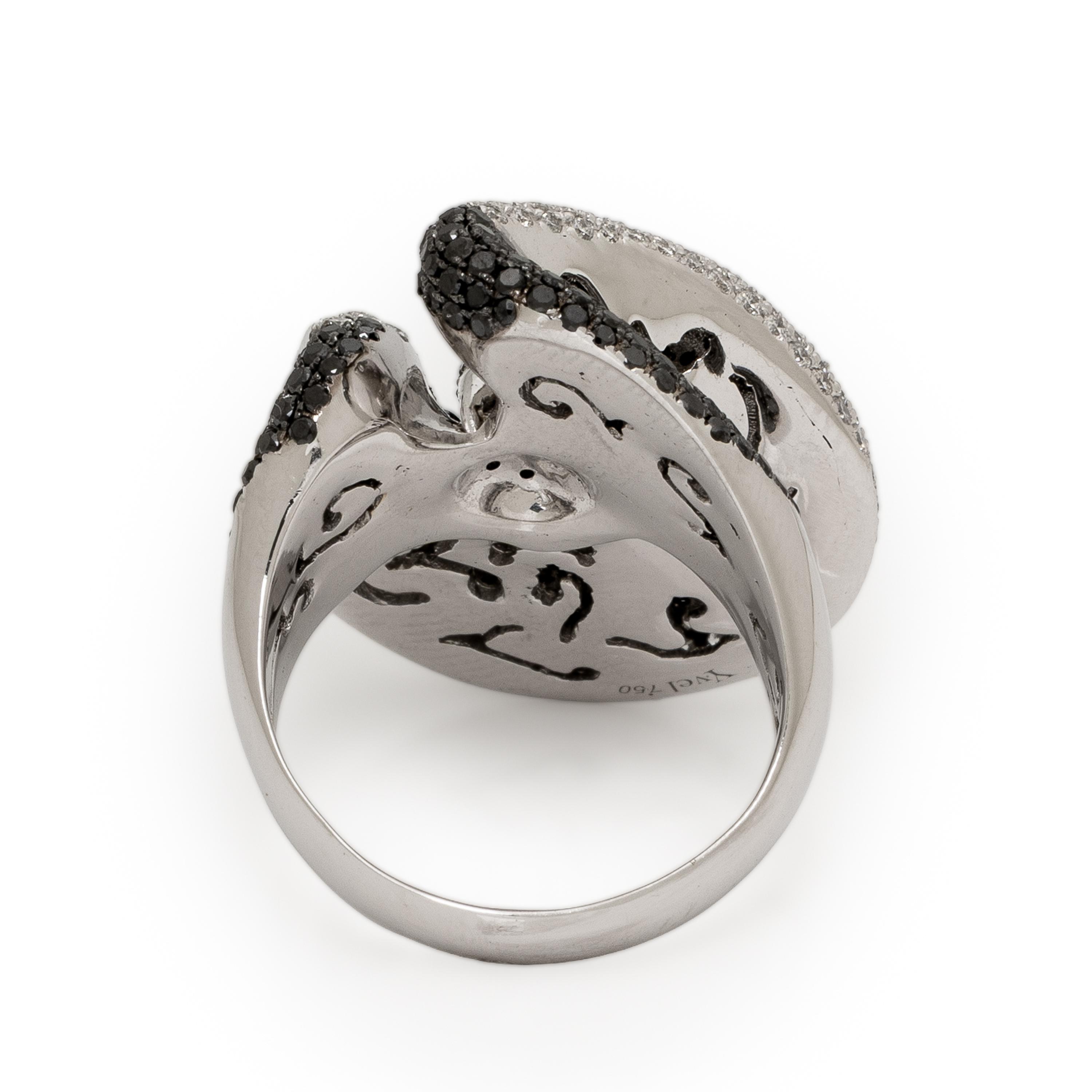 Yvel, Black Diamond, Diamond, and White Gold Calla Lily Ring