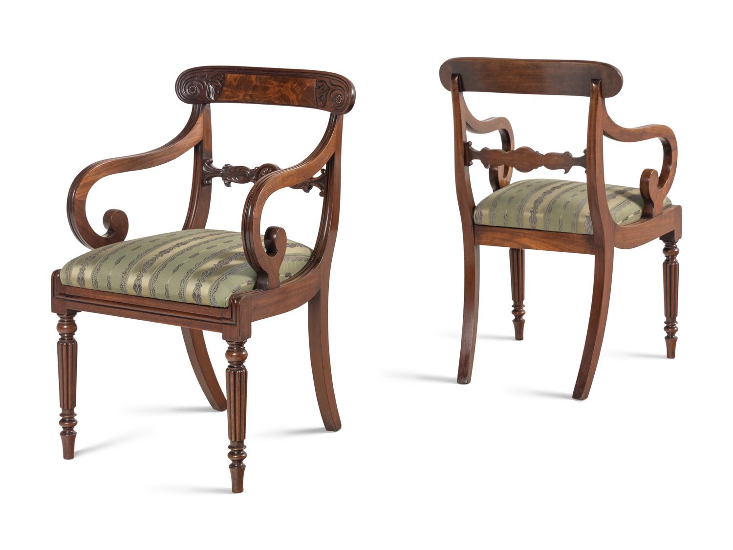 A Set of Ten Regency Mahogany Dining Chairs
