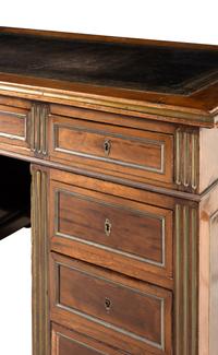 A Directoire Style Brass Mounted Mahogany Pedestal Desk