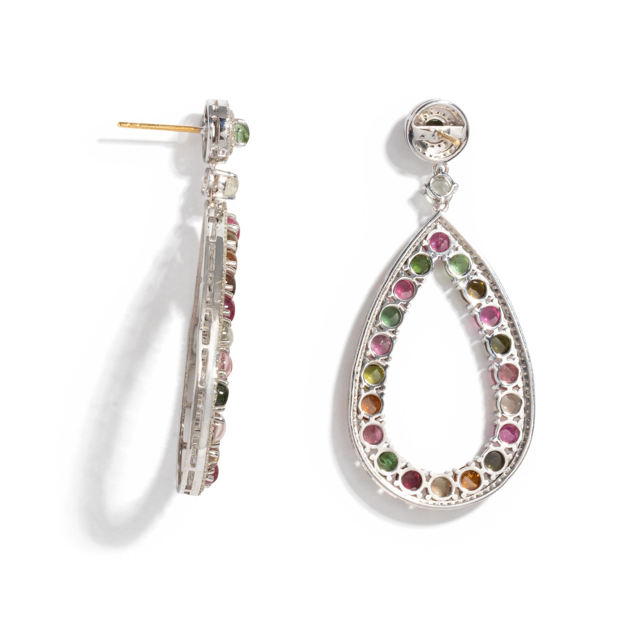 MULTICOLOR TOURMALINE AND DIAMOND EARRINGS