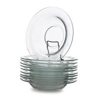 A Set of Ten Etched Glass Soup Bowls