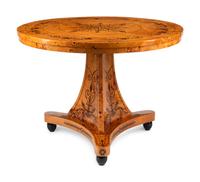A Charles X Style Burlwood and Marquetry Center Table