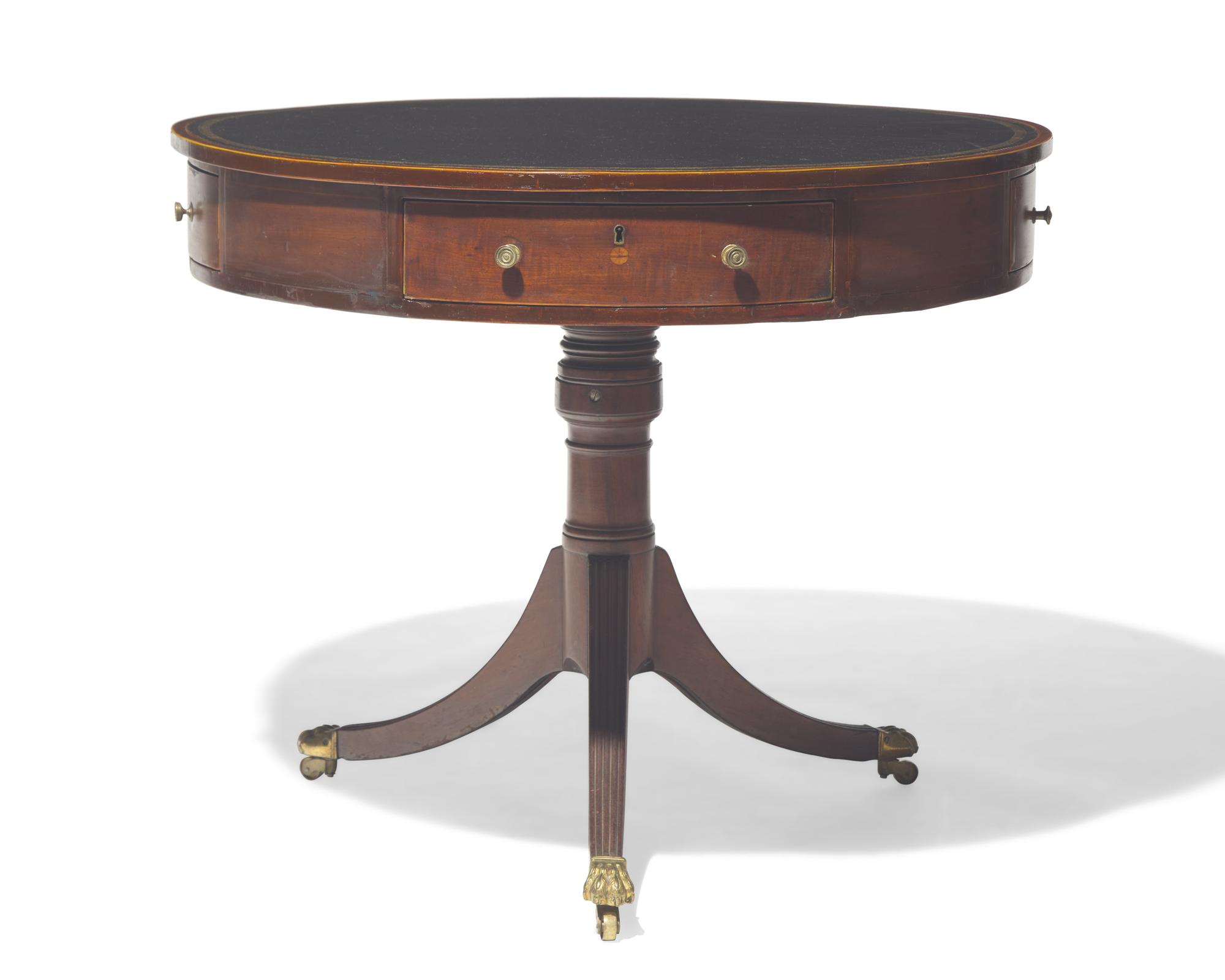 A Regency inlaid mahogany library center table, stamped "Willson London," circa 1820