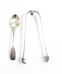 Two Victorian Silver Flatware Articles, , comprising sugar tongs with claw grips marked George William Adams, London, 1866, and a silve