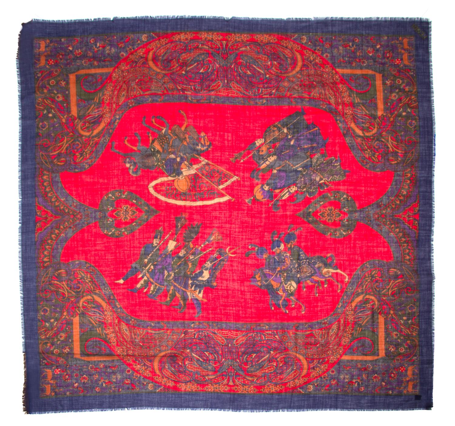 A Fendi Multicolor Wool Paisley Scarf, 54" x 54".