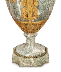 A Pair of Louis XV Style Gilt Bronze and Marble Five-Light Candelabra
