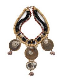 TONY DUQUETTE, HARDSTONE, BONE, AND AMMONITE FOSSIL NECKLACE