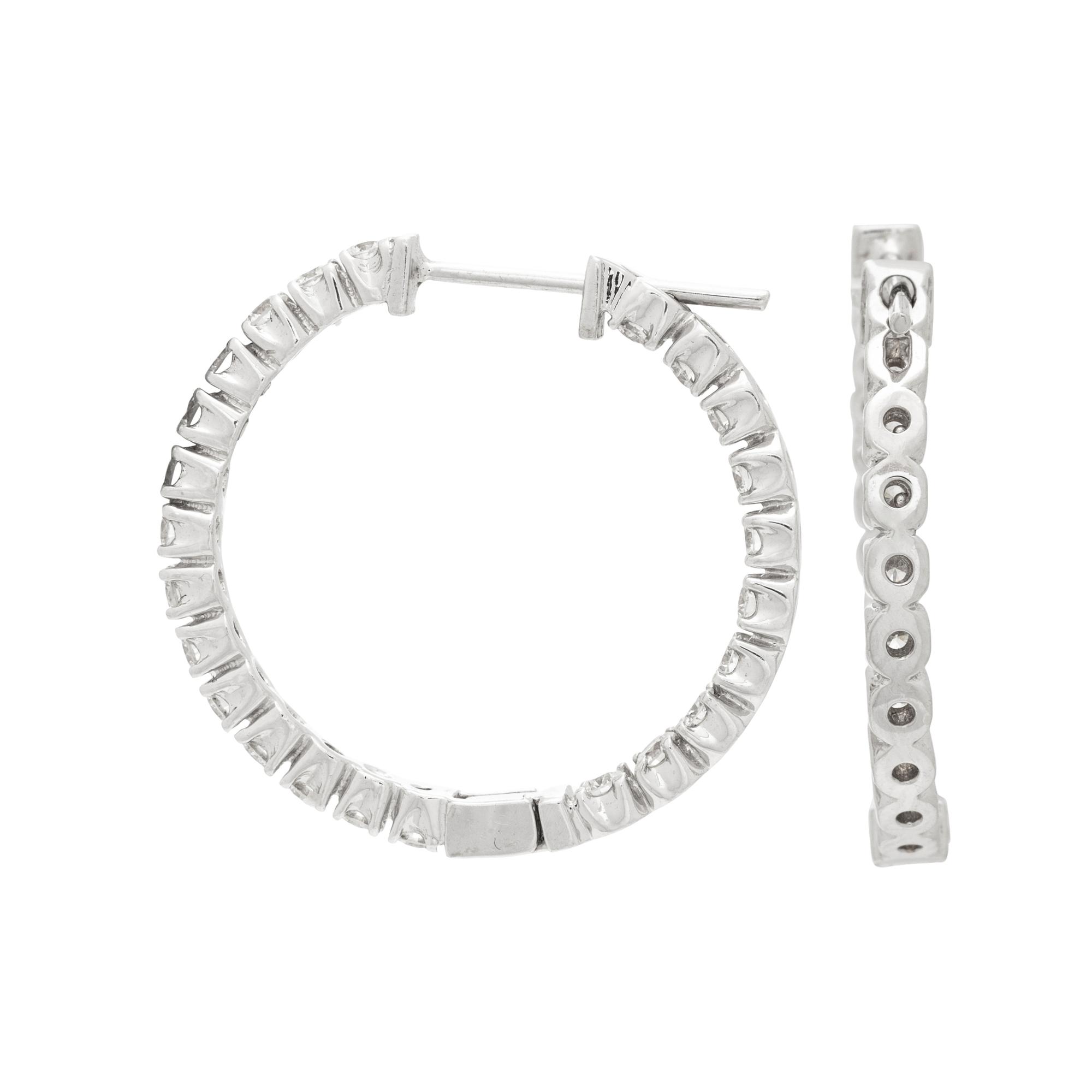 WHITE GOLD AND DIAMOND HOOP EARRINGS