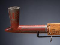 Western Great Lakes Twisted and Decorated Pipe Stem, with Inlaid Catlinite Bowl