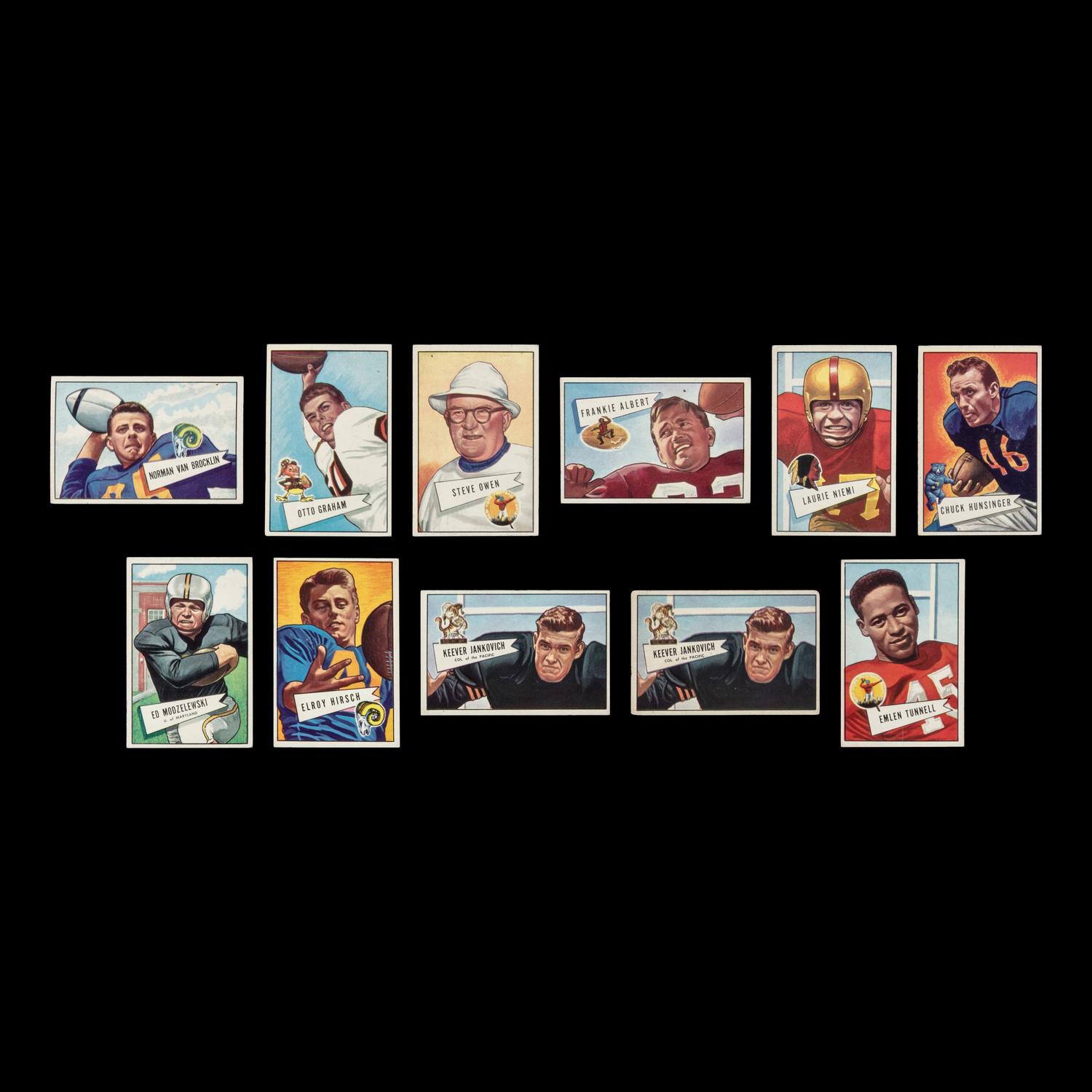 A Collection of 1952 Bowman Large and Small Football Cards Including Multiple Hall of Famers (145)