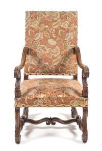 A Henry II Style Walnut Library Armchair Height 44 inches. — 19TH CENTURY