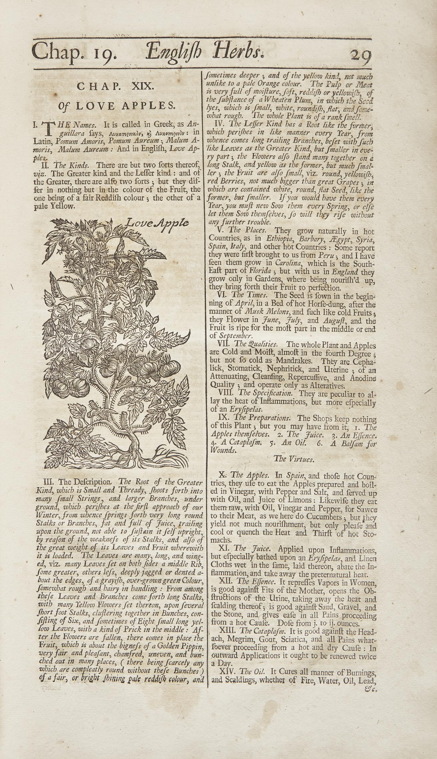 [Natural History] Salmon, William. Botanologia. The English Herbal: Or, History of Plants...