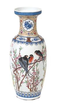 A Chinese Polychrome Enamel Floor Vase Height 24 1/4 inches.